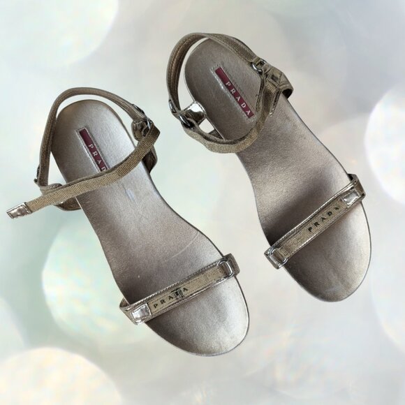 Y2K Gold Prada Sandals - Picture 1 of 3